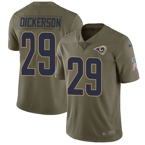 Nike Rams #29 Eric Dickerson Olive Men's Stitched NFL Limited Salute to Service Jersey - Click Image to Close